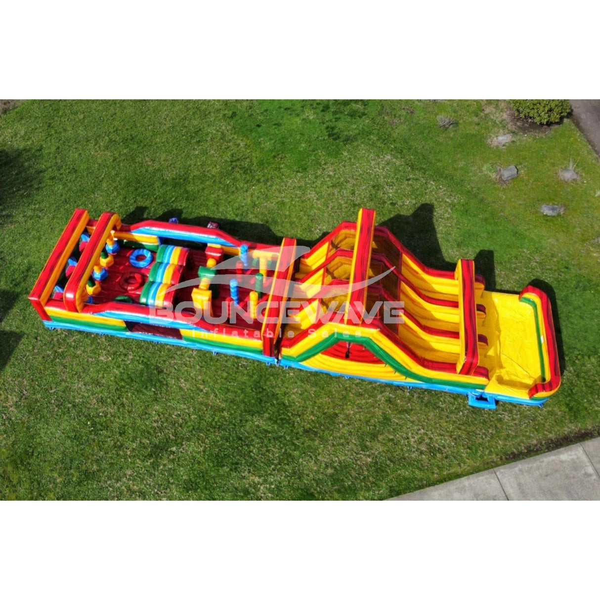62ft Euro Marble Triple Lane 2 - Piece Wet/Dry Inflatable Obstacle Course - BounceWave Inflatable Sales