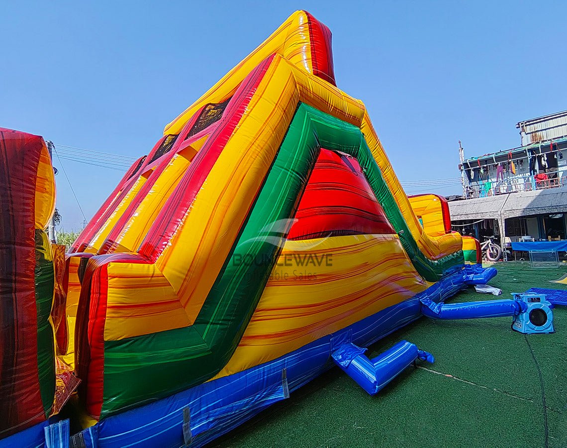 62ft Euro Marble Triple Lane 2 - Piece Wet/Dry Inflatable Obstacle Course - BounceWave Inflatable Sales