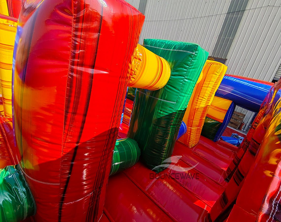 62ft Euro Marble Triple Lane 2 - Piece Wet/Dry Inflatable Obstacle Course - BounceWave Inflatable Sales