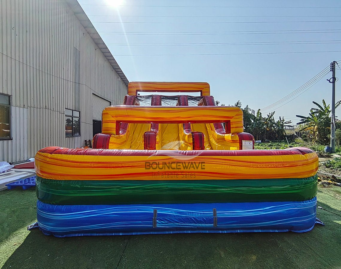 62ft Euro Marble Triple Lane 2 - Piece Wet/Dry Inflatable Obstacle Course - BounceWave Inflatable Sales