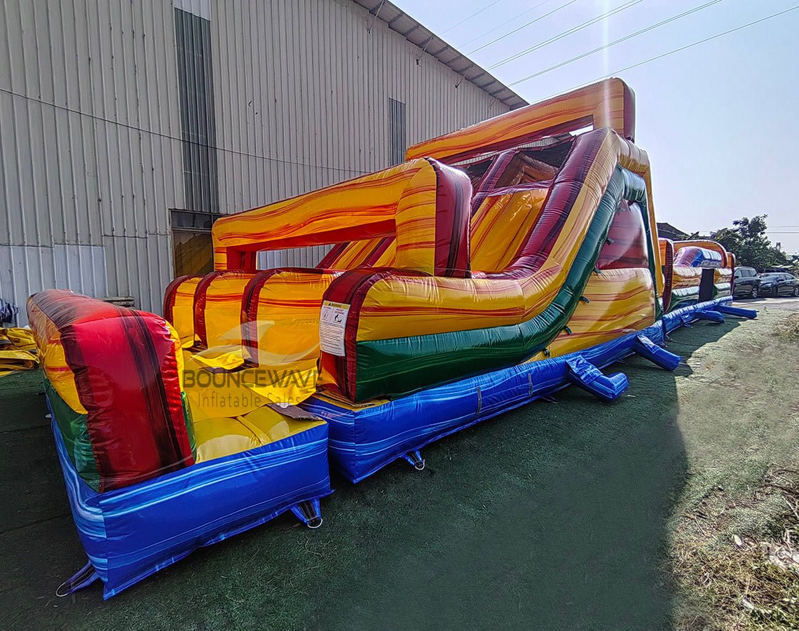 62ft Euro Marble Triple Lane 2 - Piece Wet/Dry Inflatable Obstacle Course - BounceWave Inflatable Sales