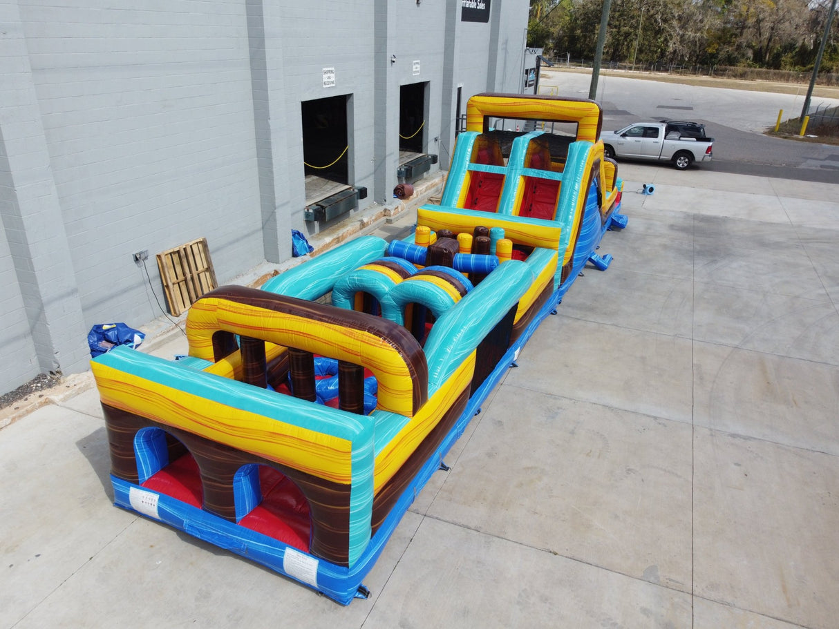 62ft Tropic Shock 2 - Piece Wet/Dry Inflatable Obstacle Course - BounceWave Inflatable Sales