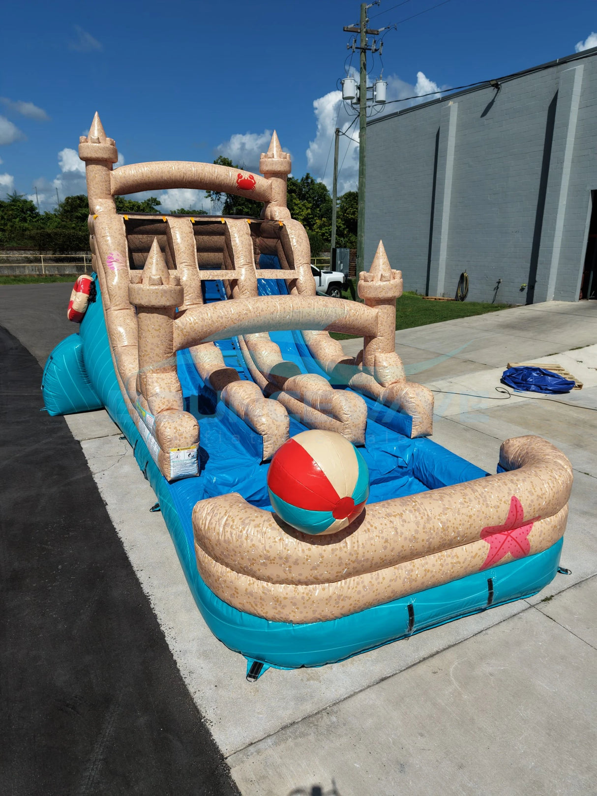 15ft Sandcastle Beach Dual Lane Water Slide – Center Climb
