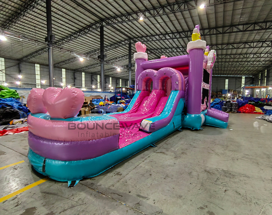 Glitter Unicorn PowerPlay Dual Lane Bounce House with Slide Combo