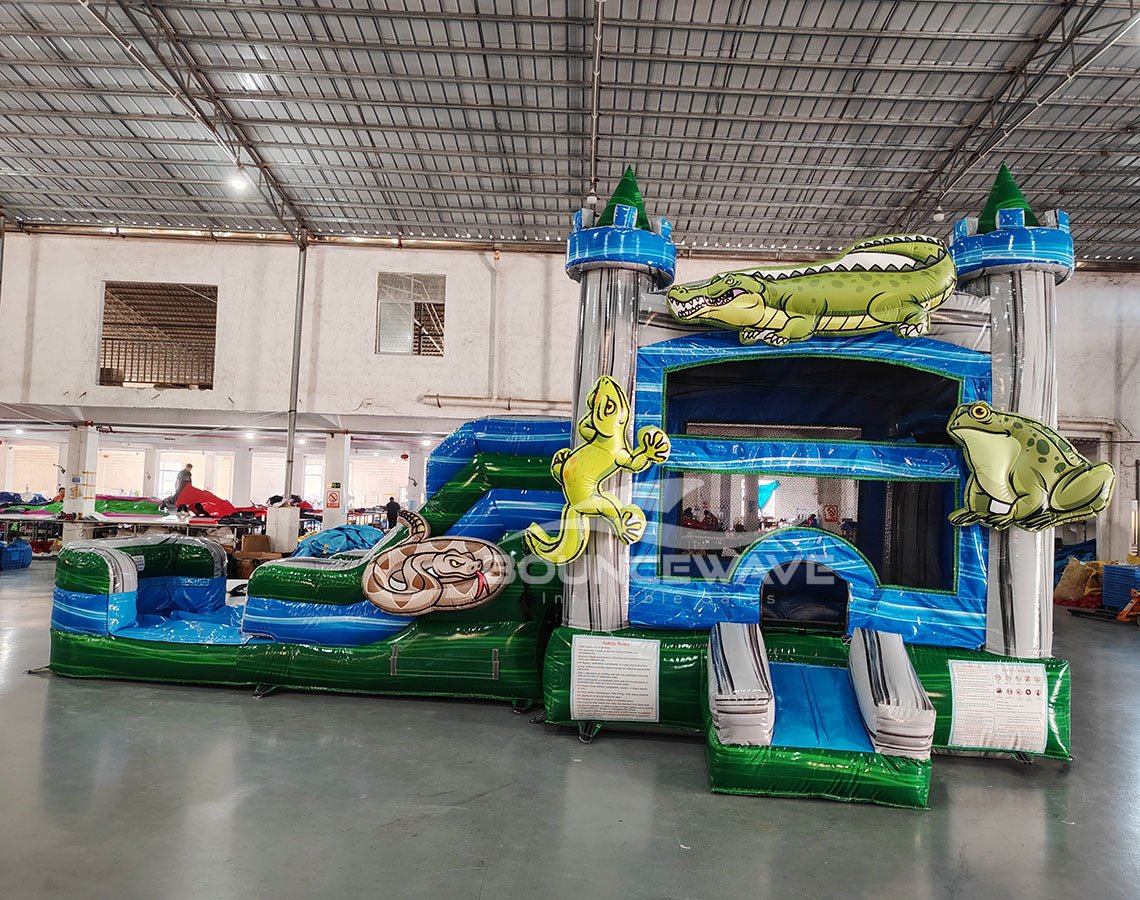 AdventureX Commercial 4 - in - 1 Bounce House with Slide Combo (Wet/Dry) - BounceWave Inflatable Sales