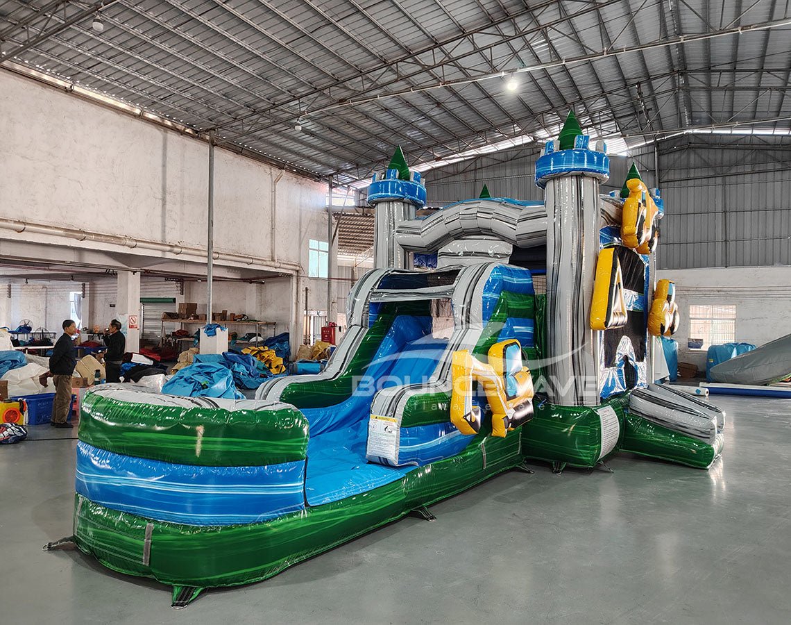 AdventureX Commercial 4 - in - 1 Bounce House with Slide Combo (Wet/Dry) - BounceWave Inflatable Sales