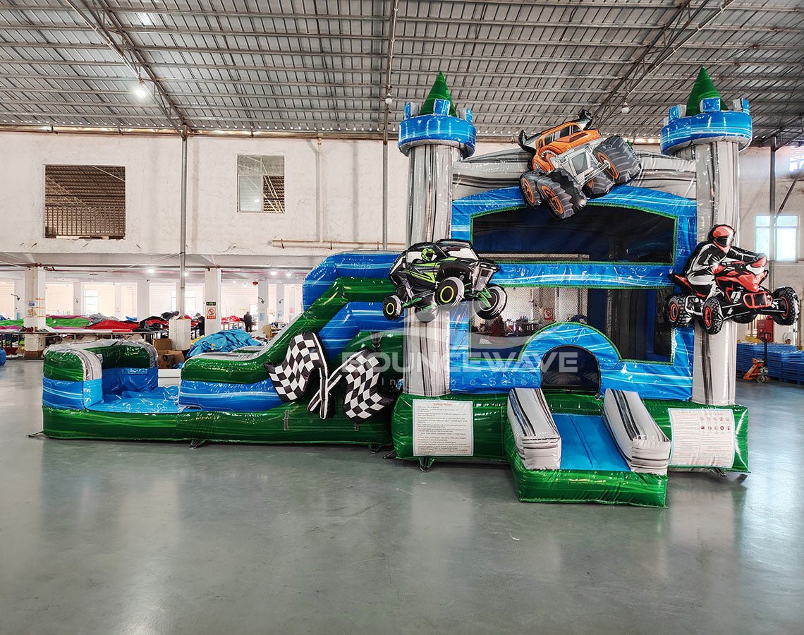 AdventureX Commercial 4 - in - 1 Bounce House with Slide Combo (Wet/Dry) - BounceWave Inflatable Sales