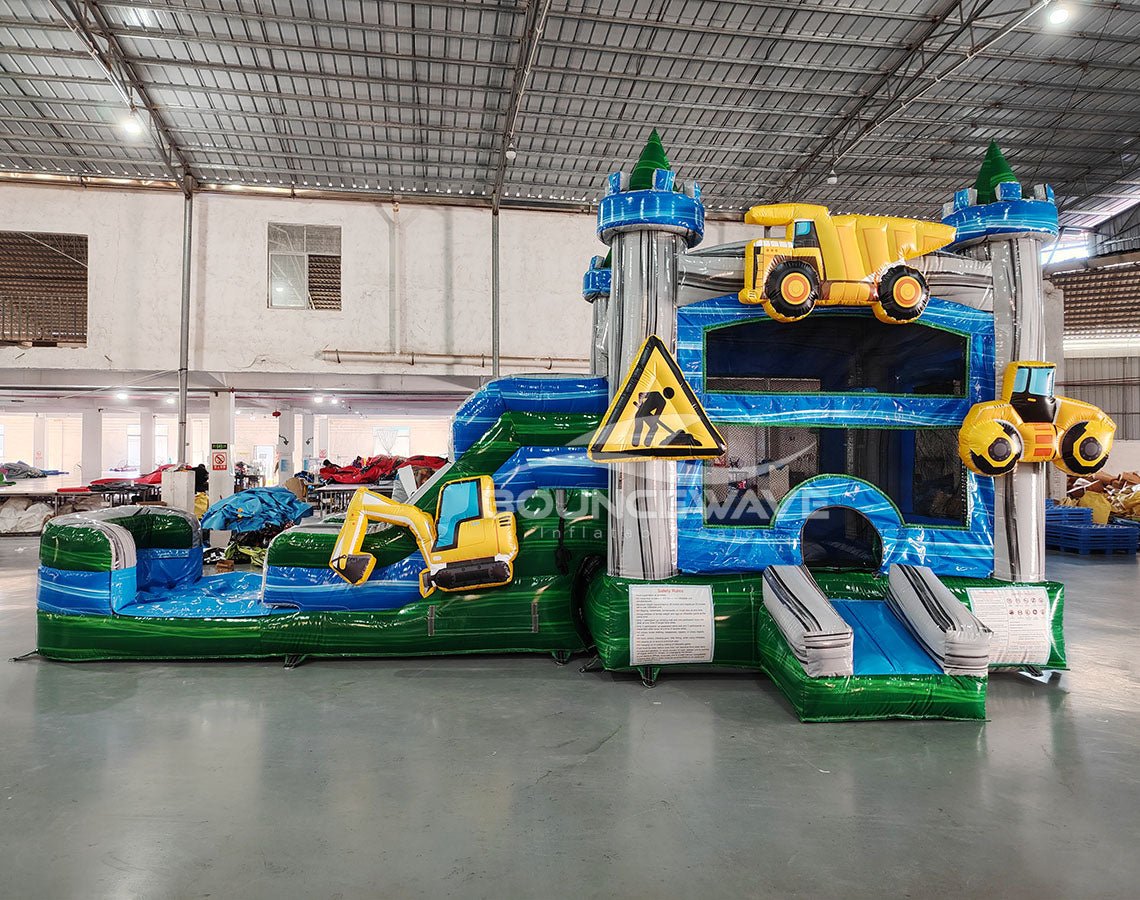 AdventureX Commercial 4 - in - 1 Bounce House with Slide Combo (Wet/Dry) - BounceWave Inflatable Sales