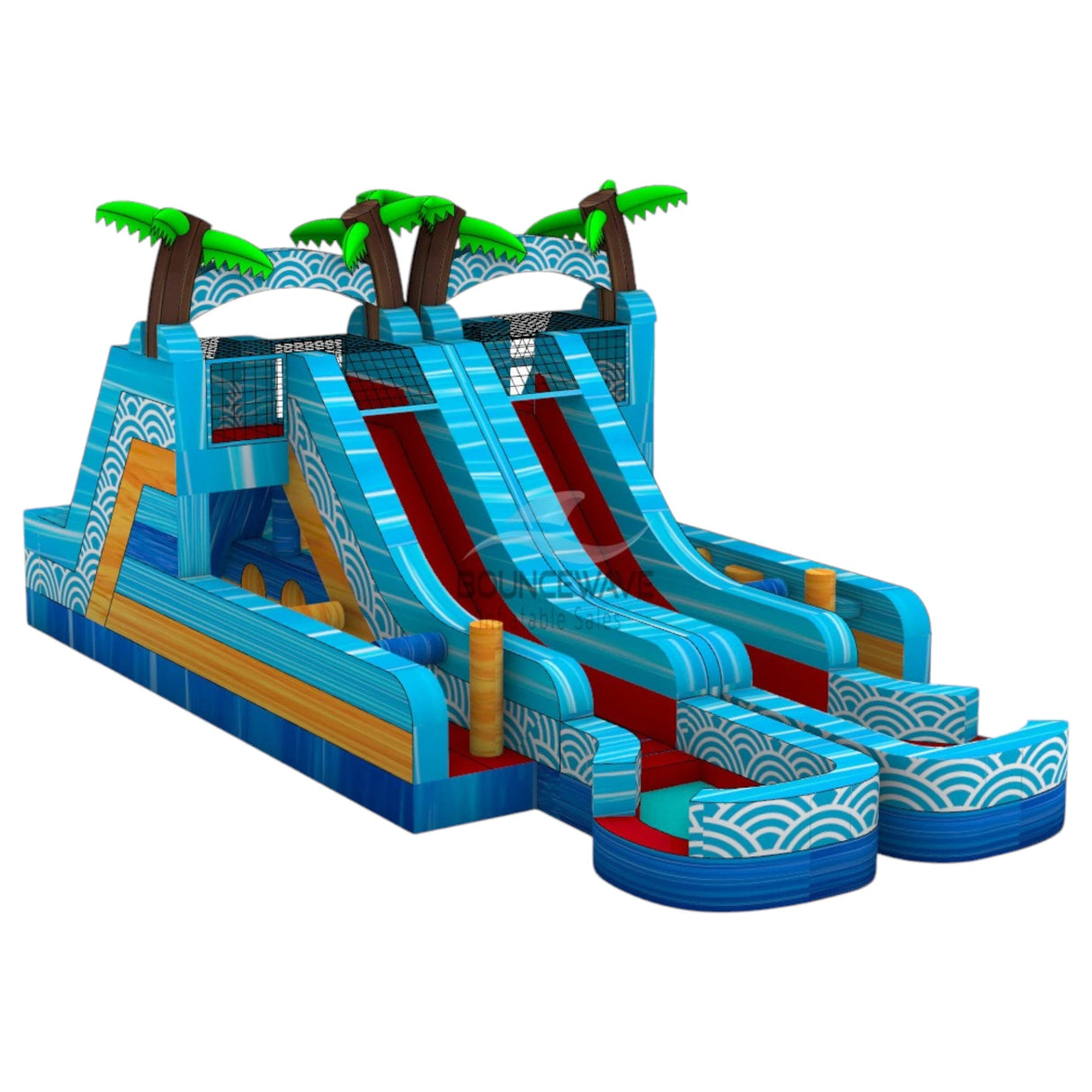 Akua Falls Double Dash Splash Inflatable Obstacle Course - BounceWave Inflatable Sales