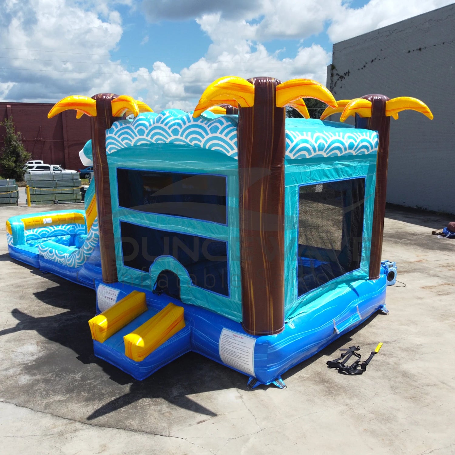 Akua Falls Dual Lane Bounce House with Slide (Wet/Dry) - BounceWave Inflatable Sales