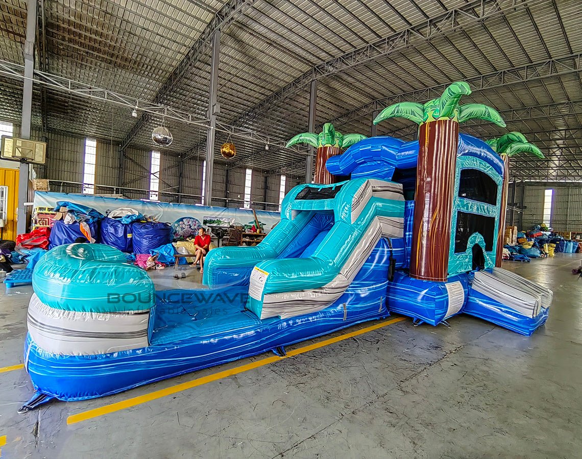Bahama Blast Single Lane Bounce House with Slide Combo (Wet/Dry) - BounceWave Inflatable Sales