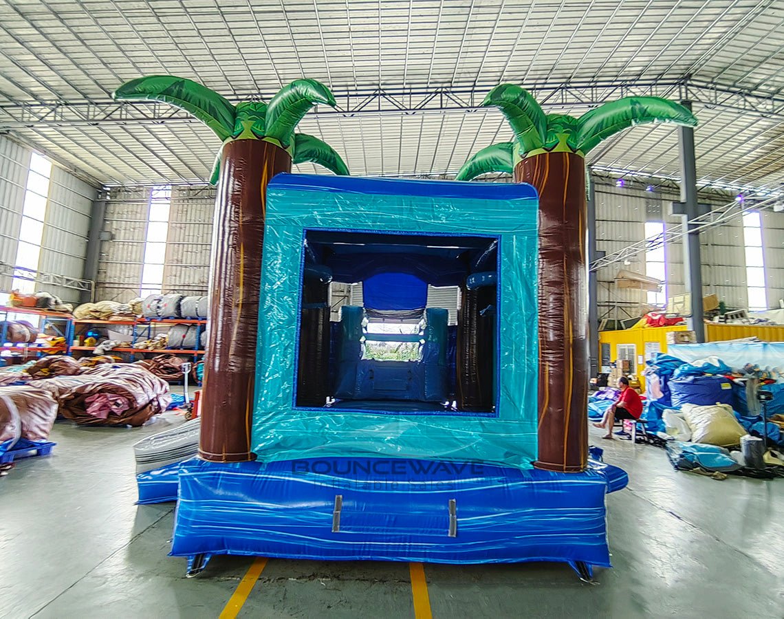 Bahama Blast Single Lane Bounce House with Slide Combo (Wet/Dry) - BounceWave Inflatable Sales