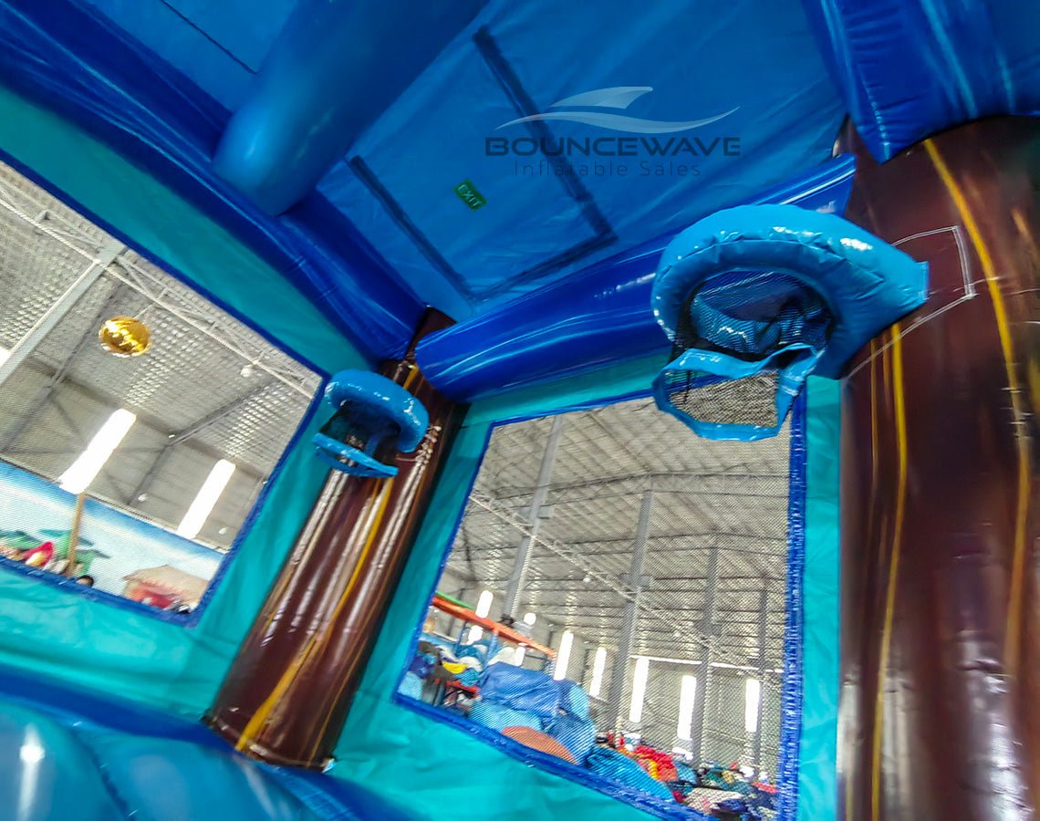 Bahama Blast Single Lane Bounce House with Slide Combo (Wet/Dry) - BounceWave Inflatable Sales