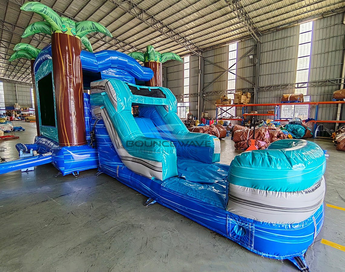 Bahama Blast Single Lane Bounce House with Slide Combo (Wet/Dry) - BounceWave Inflatable Sales