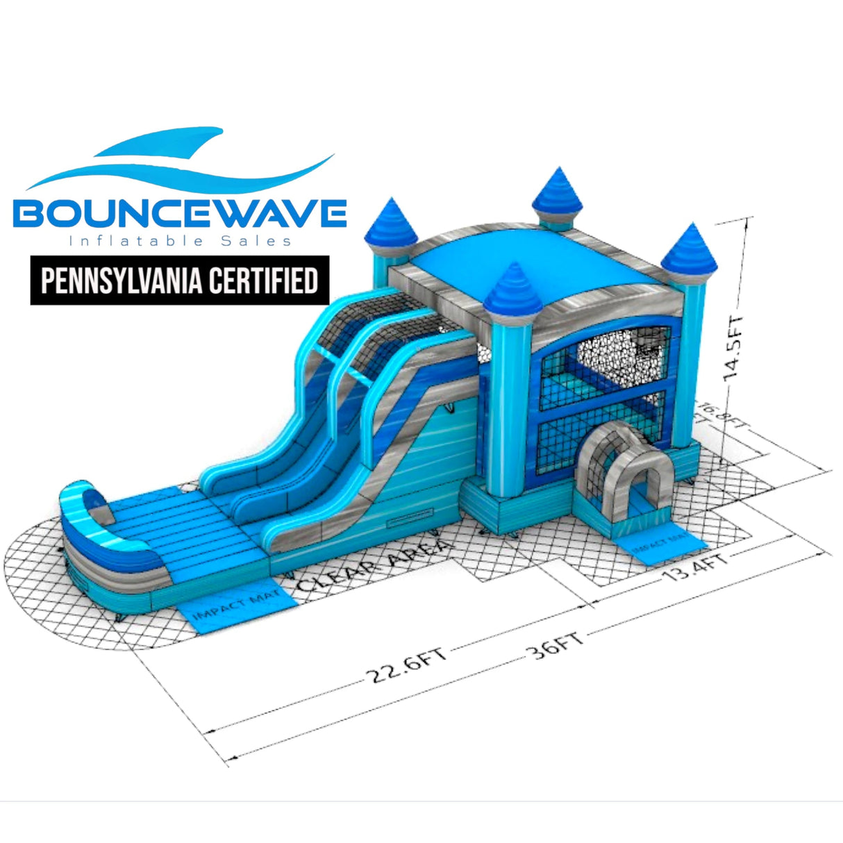 Bahama Blast XL Dual Lane Inflatable Combo PA Certified - BounceWave Inflatable Sales