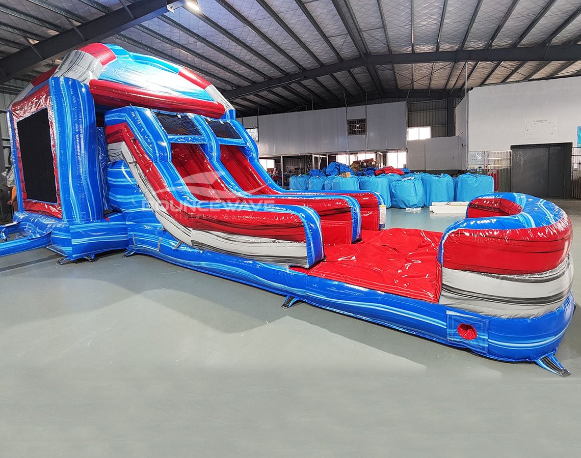 Baja Mega Dome Dual Lane Combo with Inflated Splash Pad - BounceWave Inflatable Sales