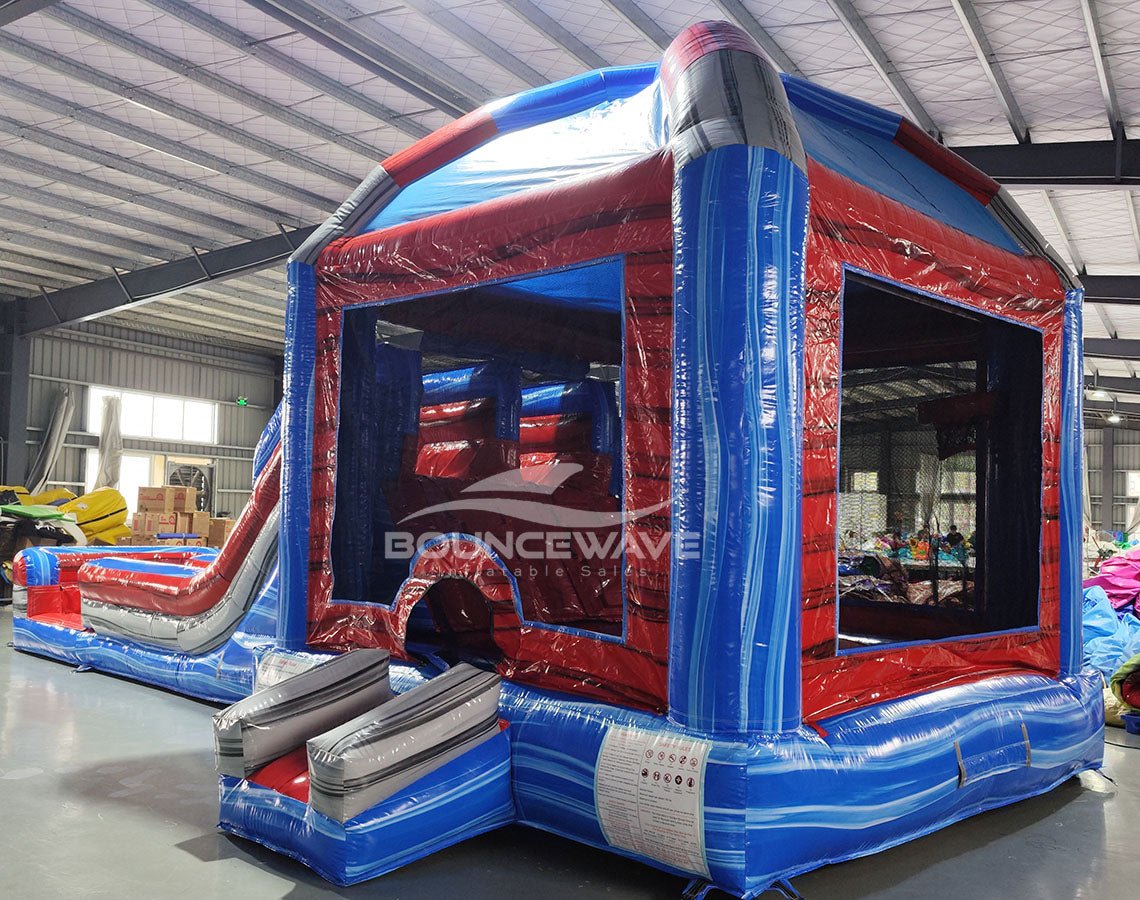 Baja Mega Dome Dual Lane Combo with Inflated Splash Pad - BounceWave Inflatable Sales