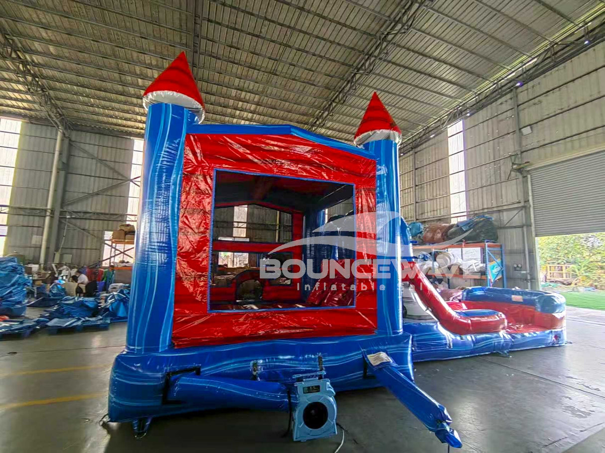 Baja Splash PowerPlay Dual Lane Bounce House with Slide Combo - BounceWave Inflatable Sales