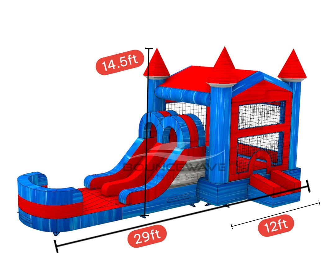 Baja Splash PowerPlay Dual Lane Bounce House with Slide Combo - BounceWave Inflatable Sales