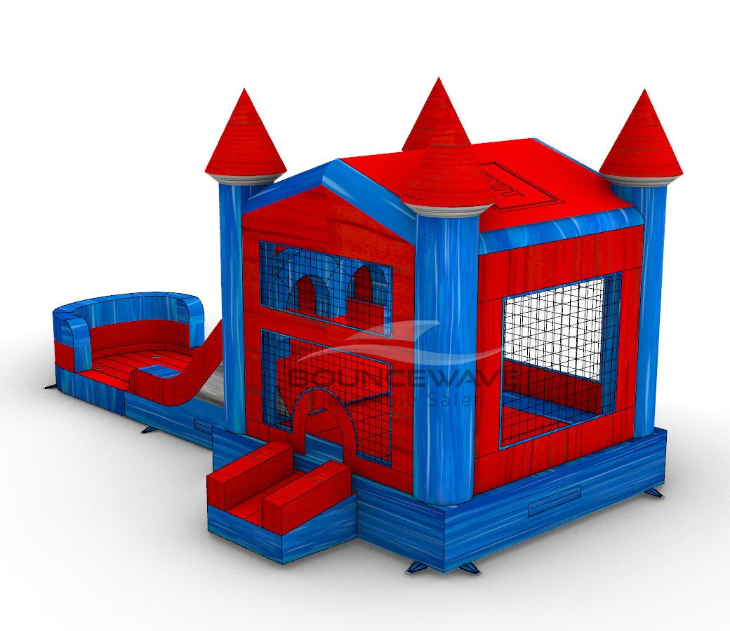 Baja Splash PowerPlay Dual Lane Bounce House with Slide Combo - BounceWave Inflatable Sales