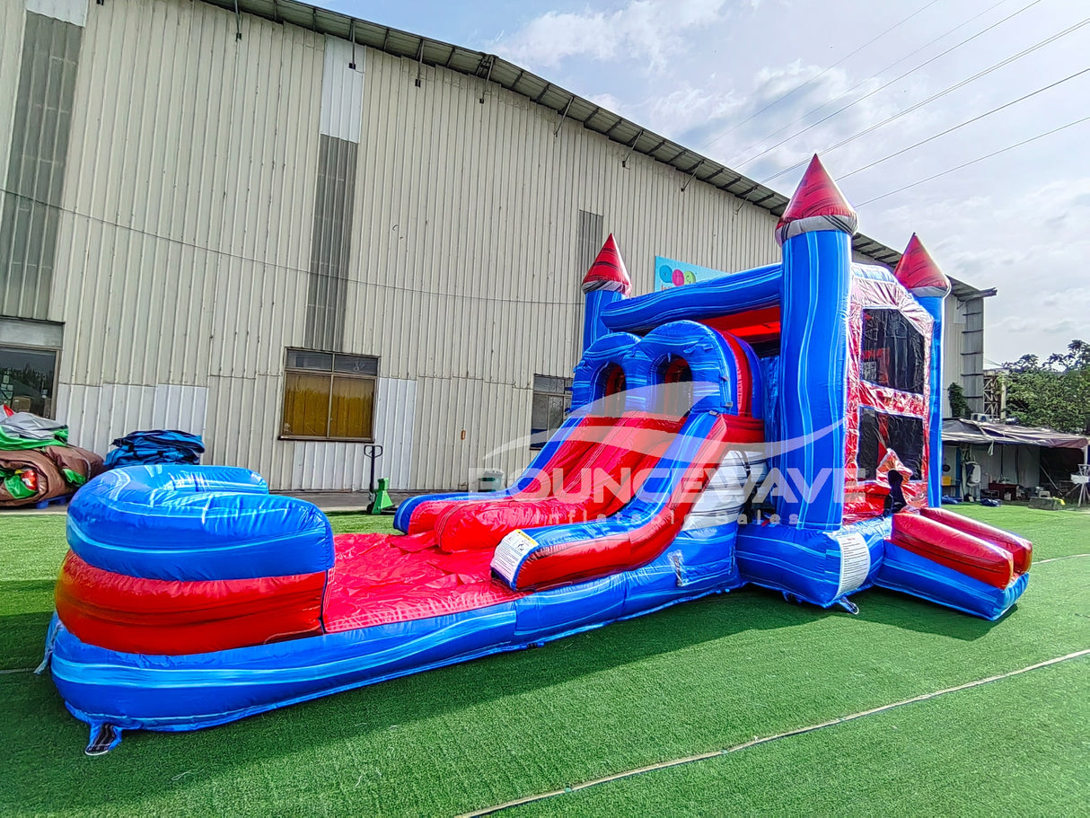 Baja Splash PowerPlay Dual Lane Bounce House with Slide Combo - BounceWave Inflatable Sales