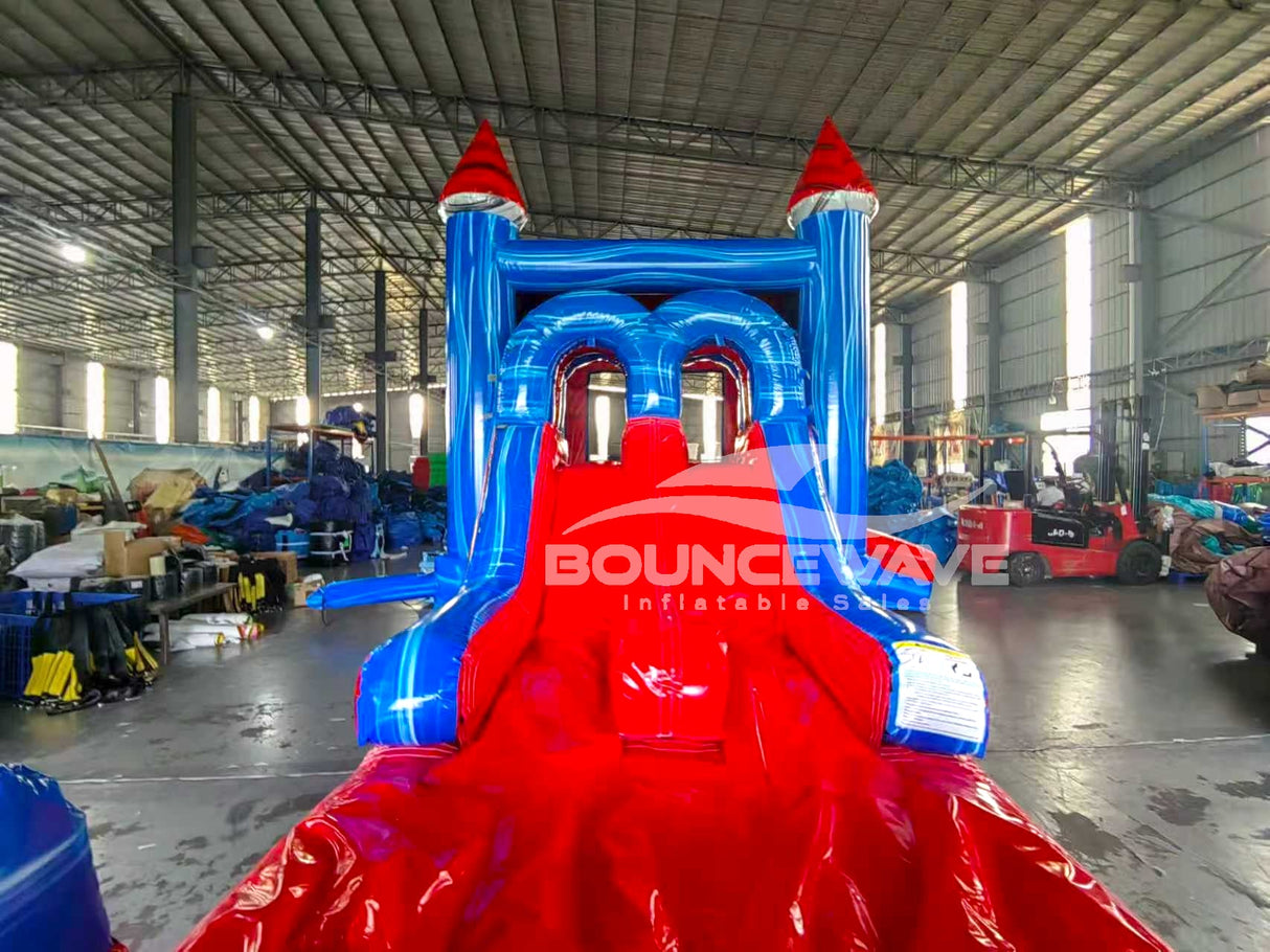 Baja Splash PowerPlay Dual Lane Bounce House with Slide Combo - BounceWave Inflatable Sales