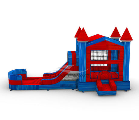 Baja Splash PowerPlay Dual Lane Bounce House with Slide Combo - BounceWave Inflatable Sales