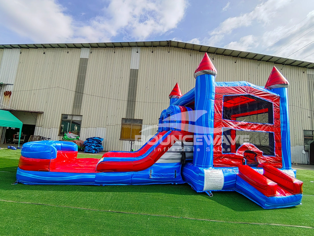 Baja Splash PowerPlay Dual Lane Bounce House with Slide Combo - BounceWave Inflatable Sales
