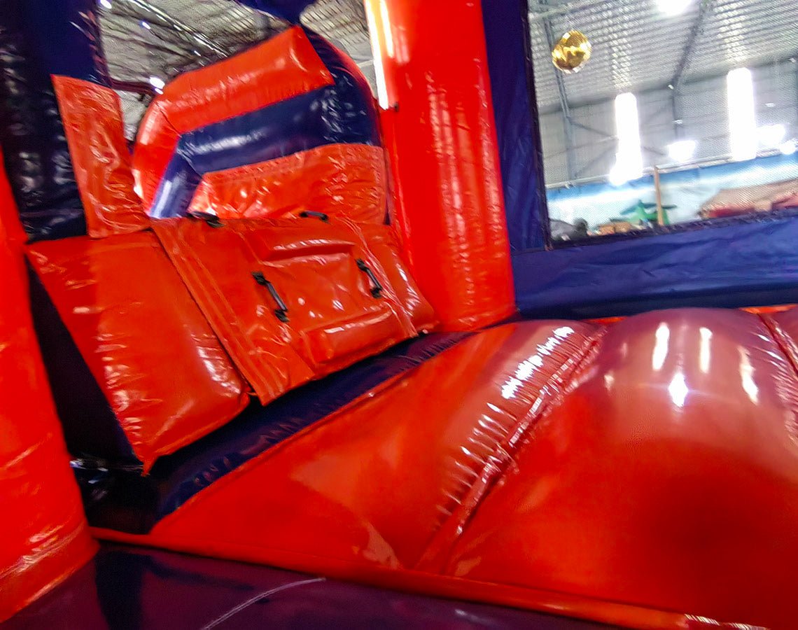 Blue & Orange Sports Econo Bounce House with Slide (Wet/Dry) - BounceWave Inflatable Sales