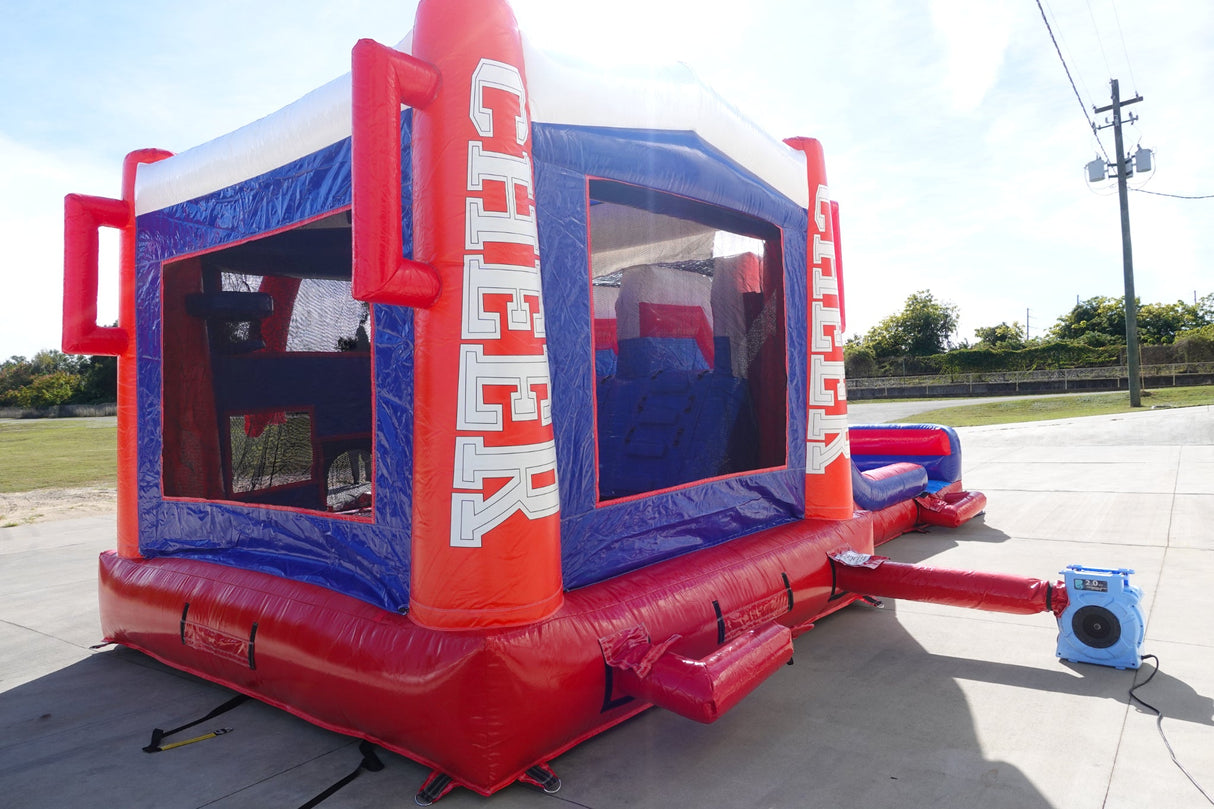 Cheerleader Dual Lane Wet/Dry Bounce House with Slide Combo – Commercial Inflatable - BounceWave Inflatable Sales
