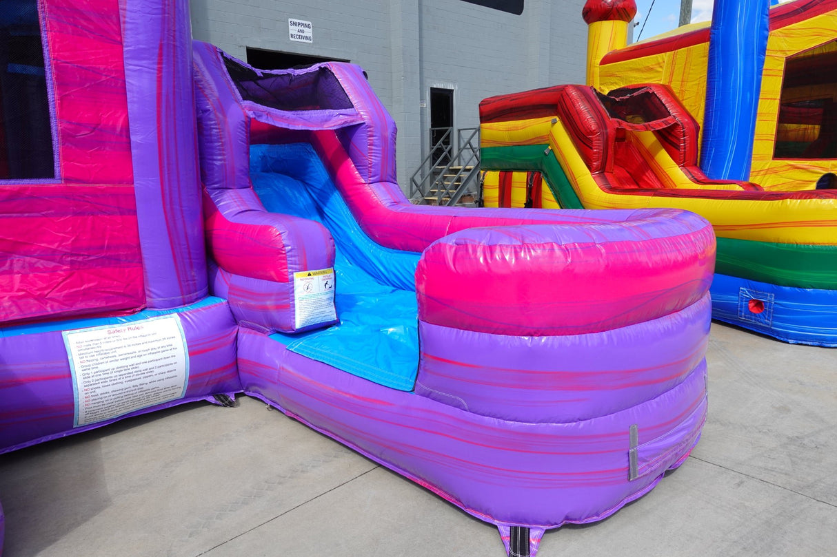 Cotton Candy Econo Duo Bounce & Slide Combo (Wet/Dry) - BounceWave Inflatable Sales