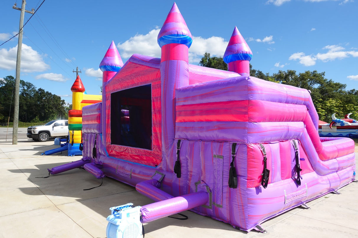Cotton Candy Econo Duo Bounce & Slide Combo (Wet/Dry) - BounceWave Inflatable Sales