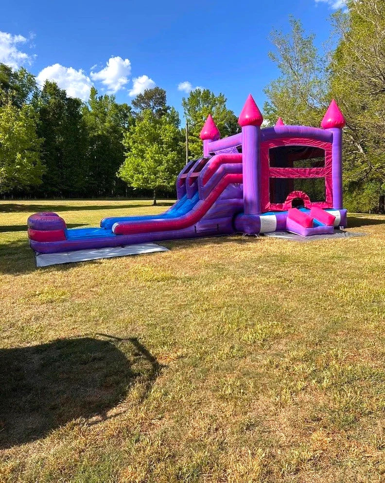 Cotton Candy Splash & Save Bounce House with Dual Lane Slide (Wet/Dry)