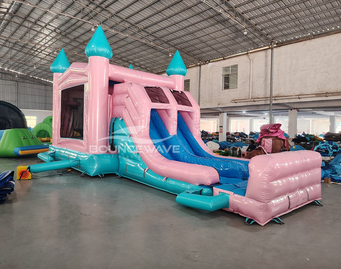Dream Glitter Castle Dual Lane Bounce House with Slide (Wet/Dry) - BounceWave Inflatable Sales