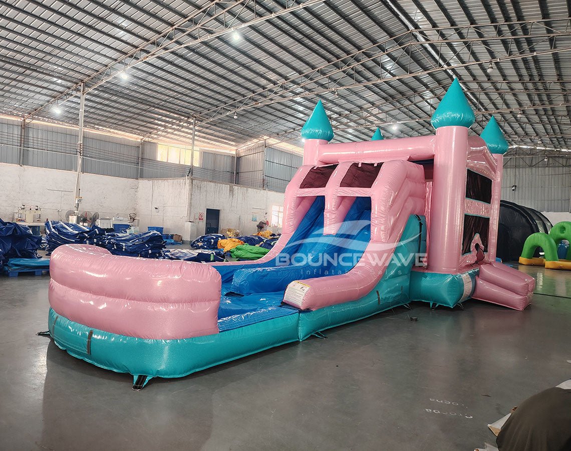 Dream Glitter Castle Dual Lane Bounce House with Slide (Wet/Dry) - BounceWave Inflatable Sales
