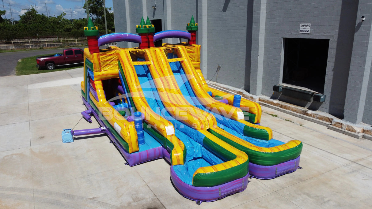 Euro Marble Double Dash Splash Inflatable Obstacle Course - BounceWave Inflatable Sales