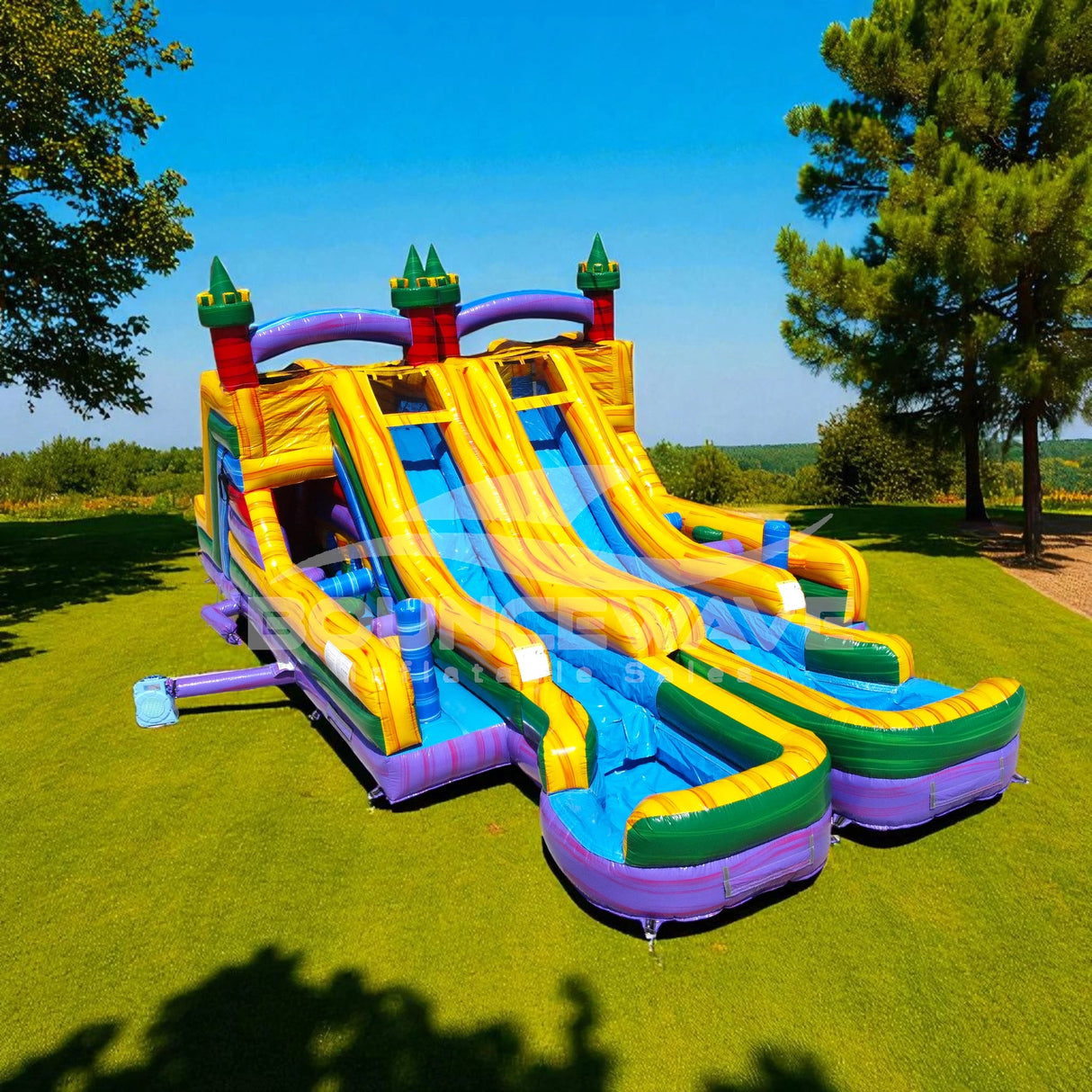 Euro Marble Double Dash Splash Inflatable Obstacle Course - BounceWave Inflatable Sales