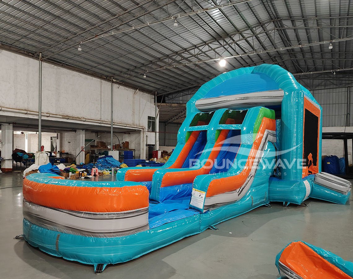 Fiji Falls Mega Dome Dual Lane Bounce House with Slide (Wet/Dry) - BounceWave Inflatable Sales