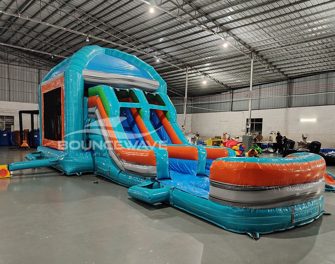 Fiji Falls Mega Dome Dual Lane Bounce House with Slide (Wet/Dry) - BounceWave Inflatable Sales