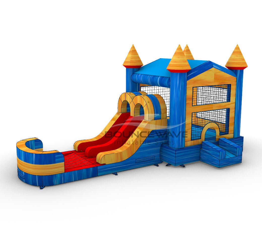 Fire & Ice PowerPlay Dual Lane Bounce House with Slide Combo - BounceWave Inflatable Sales