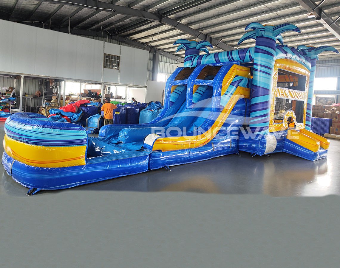 Flashpoint Dual Lane Bounce House with Slide Combo (Wet/Dry) - BounceWave Inflatable Sales
