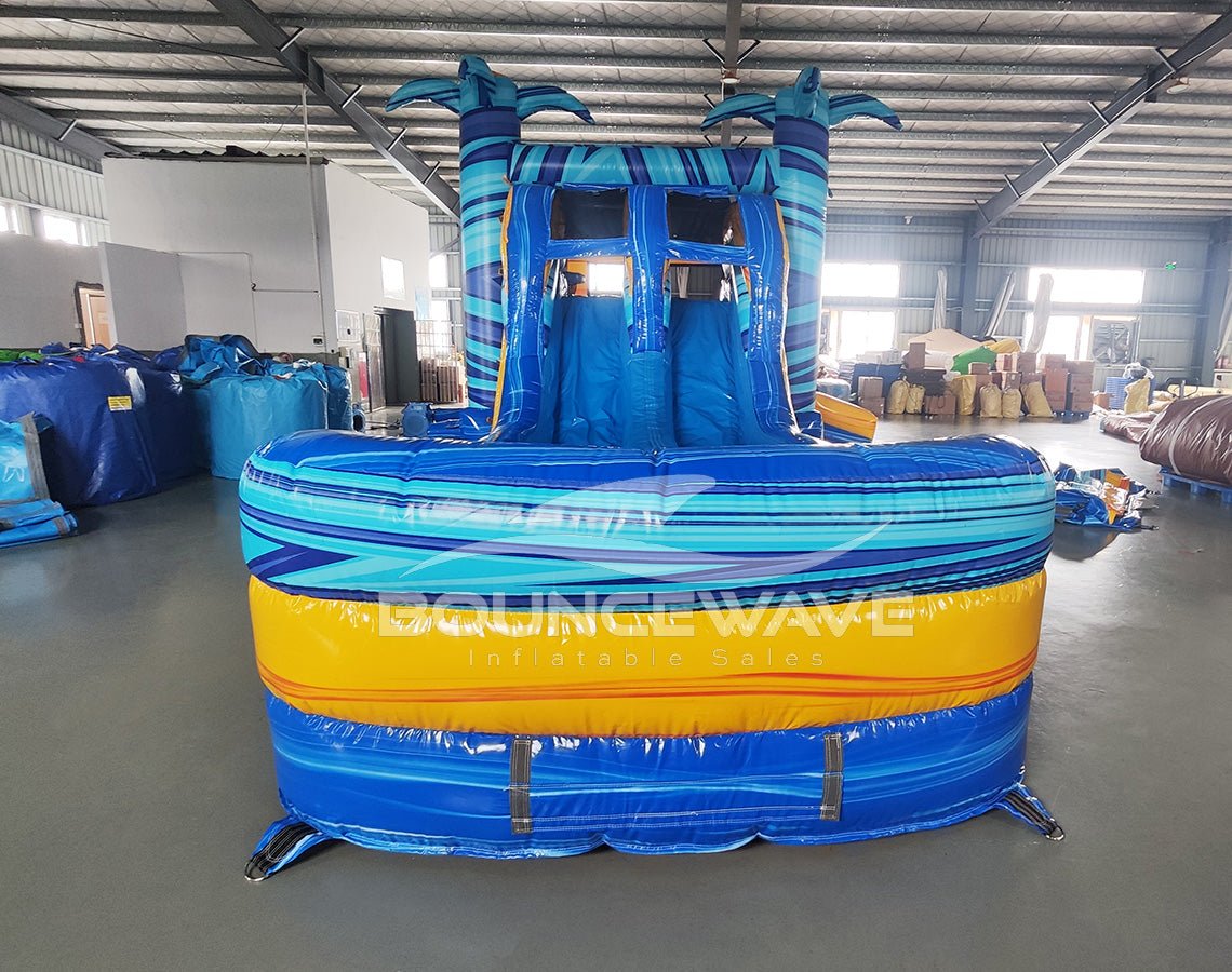 Flashpoint Dual Lane Bounce House with Slide Combo (Wet/Dry) - BounceWave Inflatable Sales