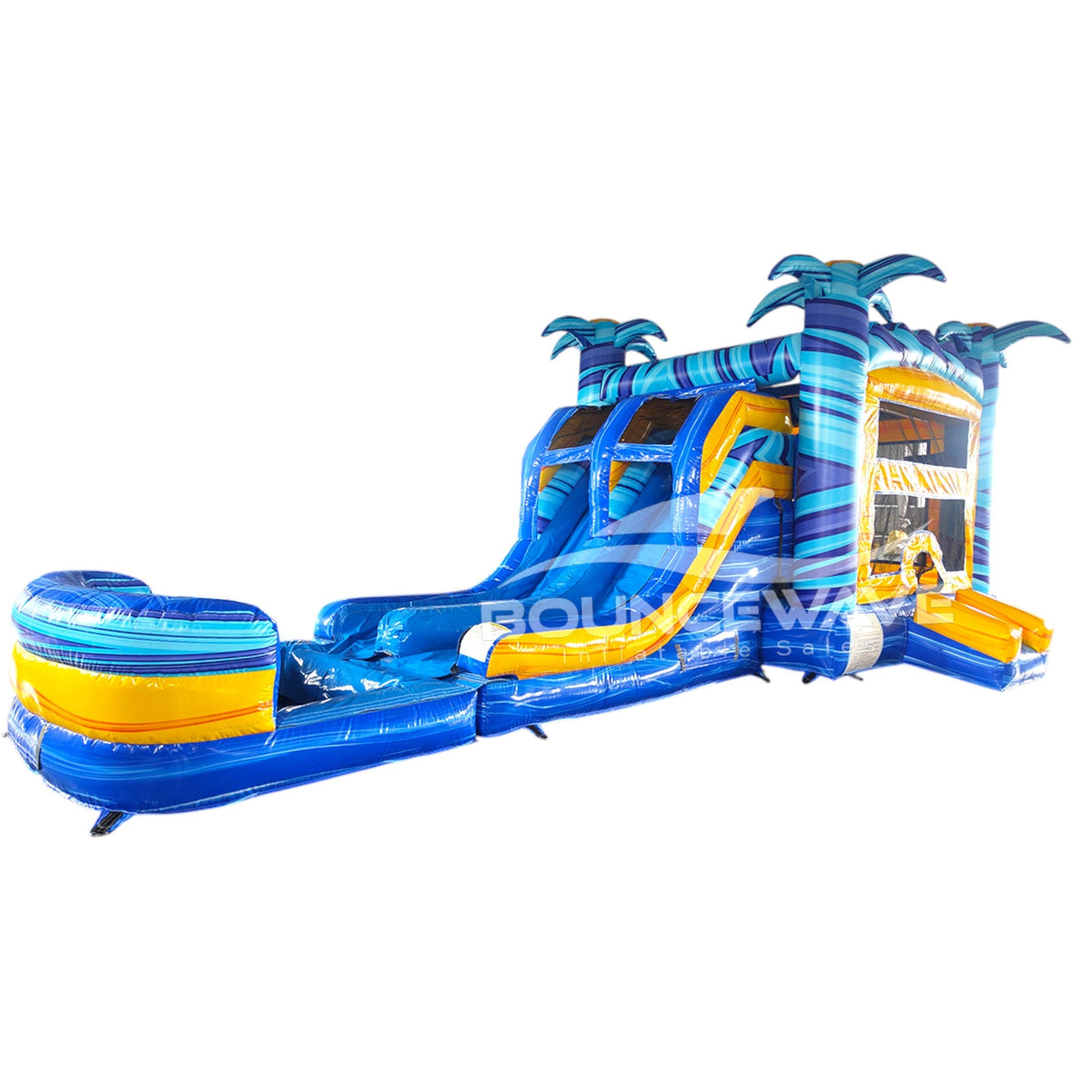 Flashpoint Dual Lane Bounce House with Slide Combo (Wet/Dry) - BounceWave Inflatable Sales