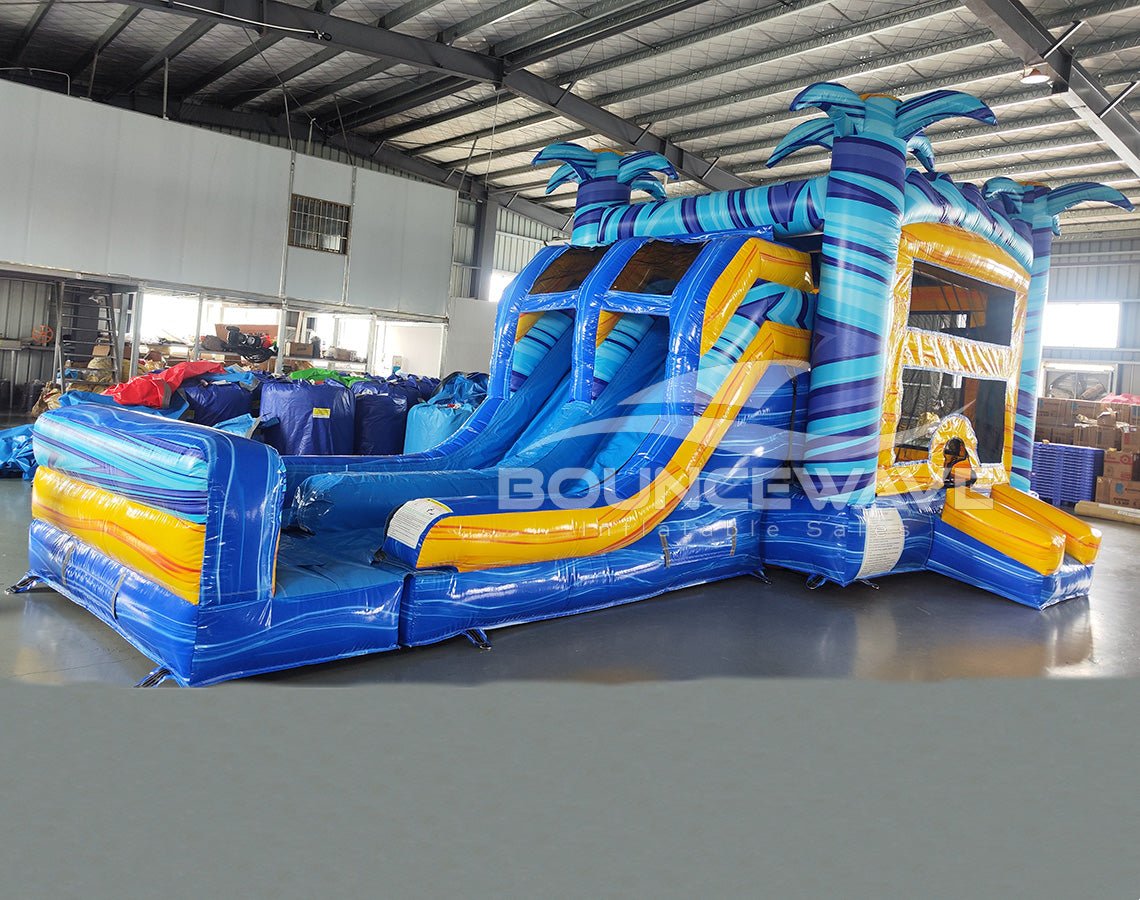 Flashpoint Dual Lane Bounce House with Slide Combo (Wet/Dry) - BounceWave Inflatable Sales