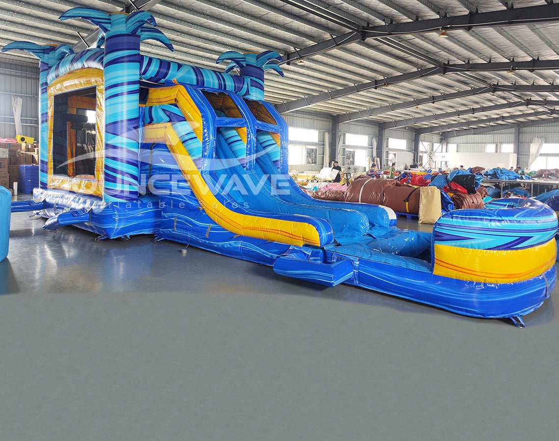 Flashpoint Dual Lane Bounce House with Slide Combo (Wet/Dry) - BounceWave Inflatable Sales