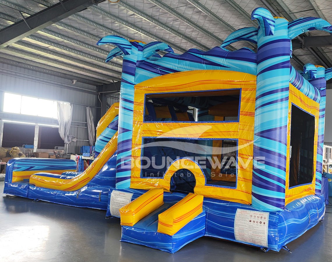 Flashpoint Dual Lane Bounce House with Slide Combo (Wet/Dry) - BounceWave Inflatable Sales