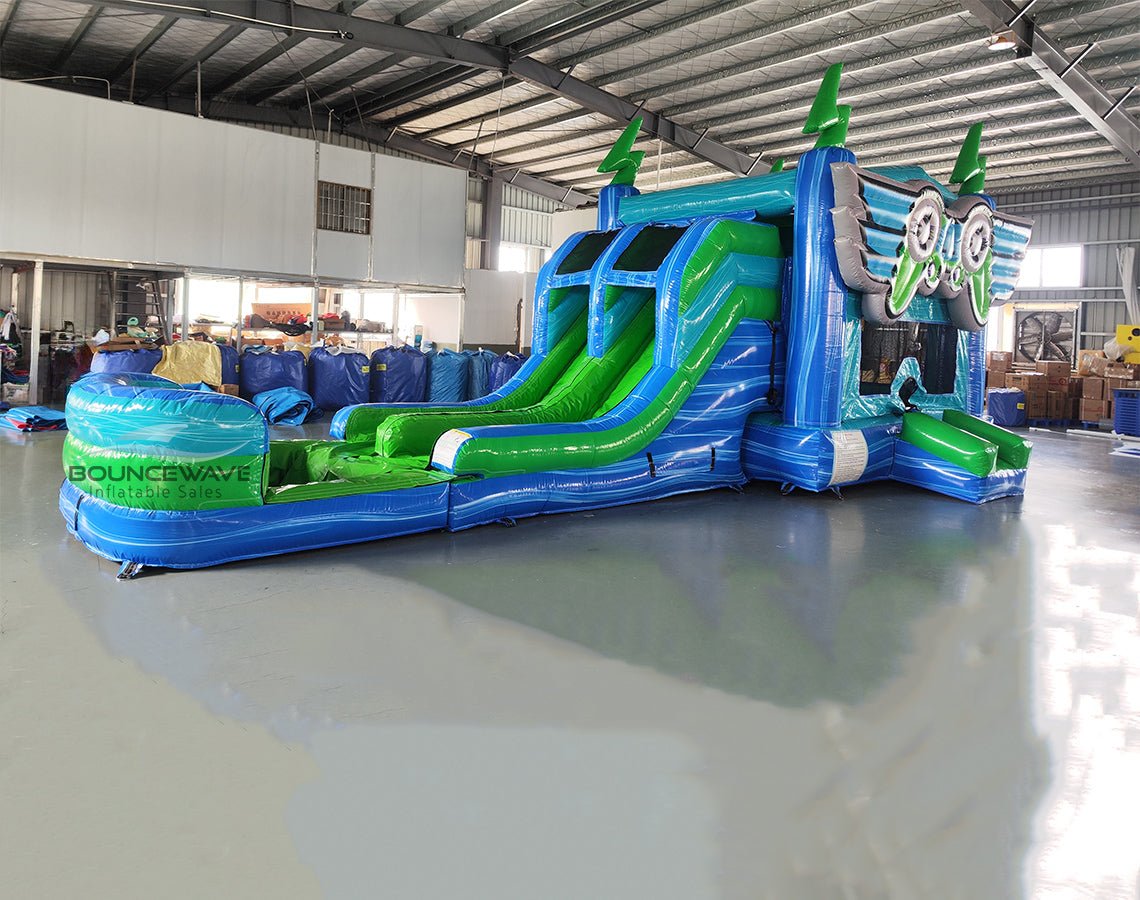 GameFly Dual Lane Bounce House with Slide Combo (Wet/Dry) - BounceWave Inflatable Sales