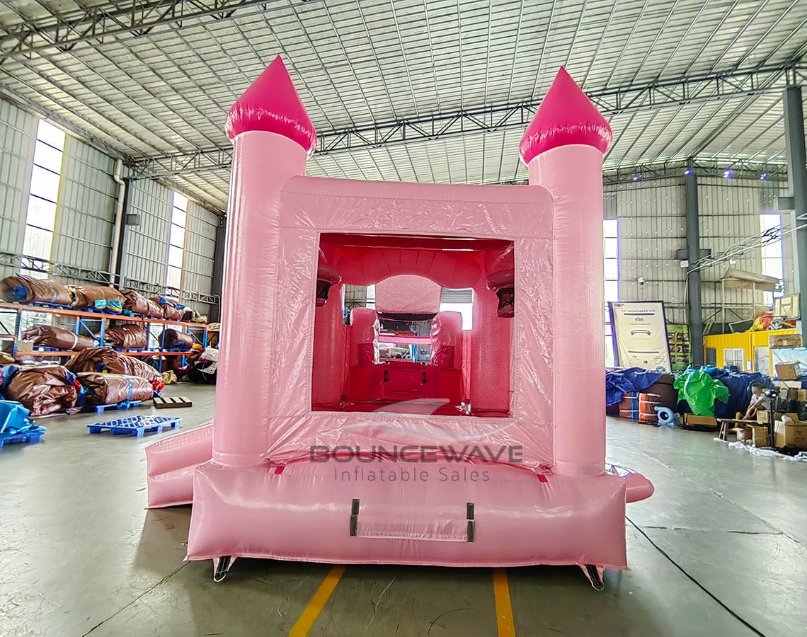 Glitter & Bows Commercial Bounce House with Slide Combo (Wet/Dry) - BounceWave Inflatable Sales