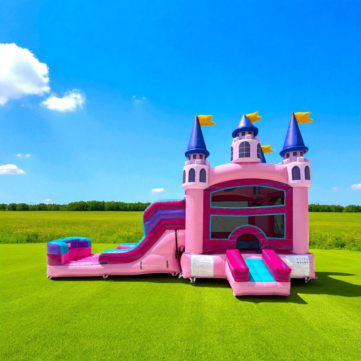 Glitter Grand Royal Castle Commercial Bounce House with Slide (Wet/Dry) - BounceWave Inflatable Sales