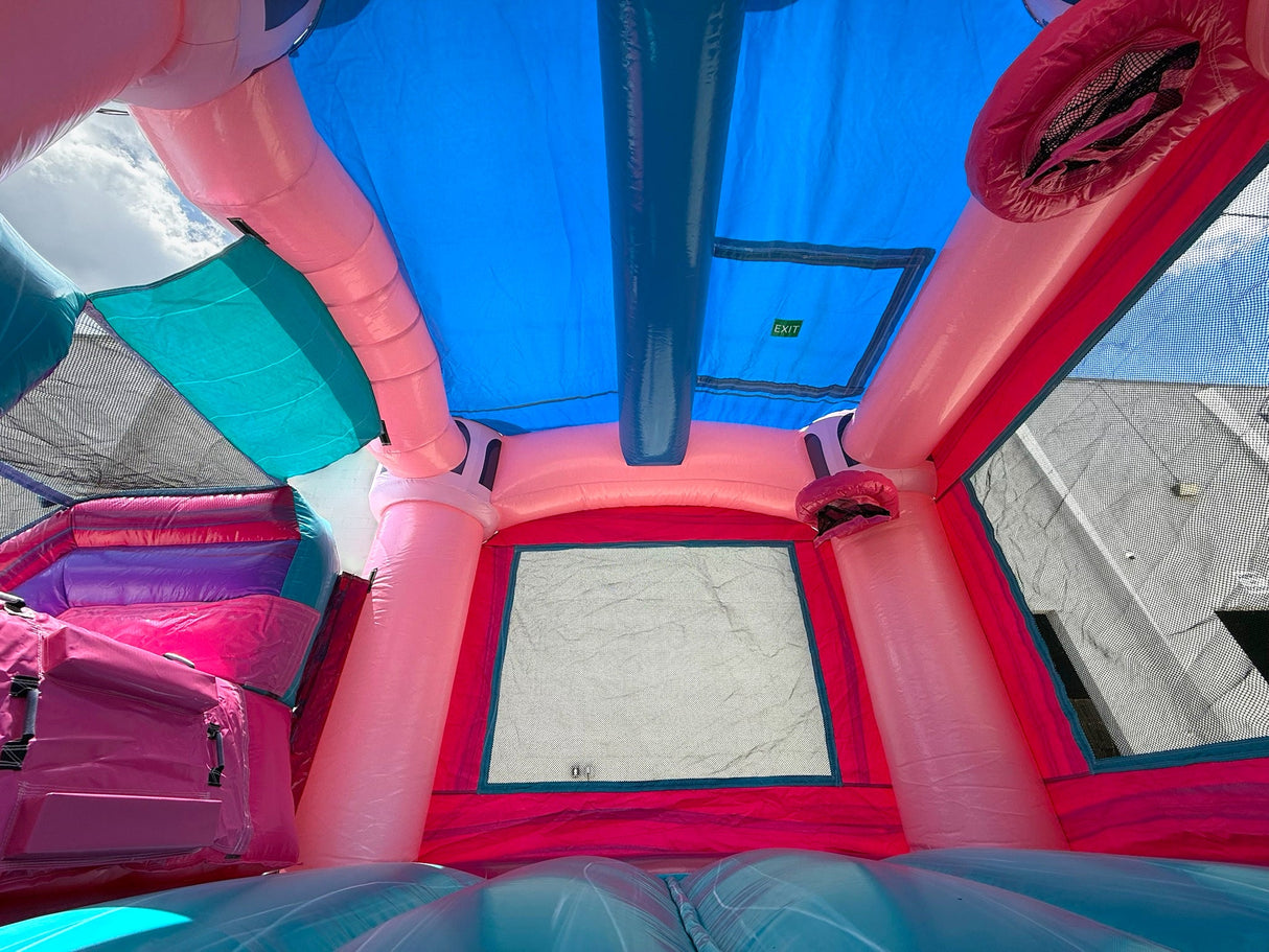 Glitter Grand Royal Castle Commercial Bounce House with Slide (Wet/Dry) - BounceWave Inflatable Sales